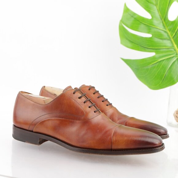 Magnanni Mens Saffron Oxfords Size 8.5 M Tan Brown Leather Cap Toe Dress Shoes main image 14